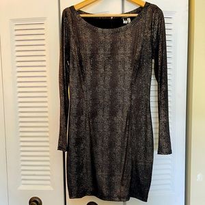 Long Sleeve Black and Gold Dress